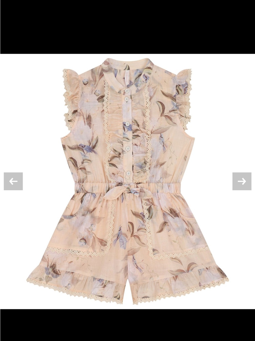 Zimmermann Girls Cream Floral Lace-Trim Romper